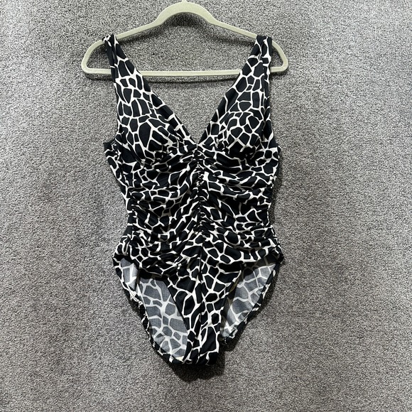 VTG Miracle Suit One Piece Swimsuit Women 12 Animal‎ Print Ruched Made In USA - Picture 1 of 13